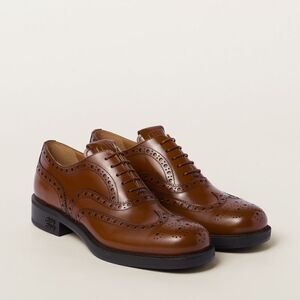 Miu miu x Church’s brown  Brushed Leather Oxford loafer Shoes size 39 NWOT